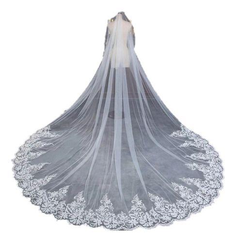 Imagem de Véu De Noiva Longo Casamento Mantilha Vestido Noiva 4 metros