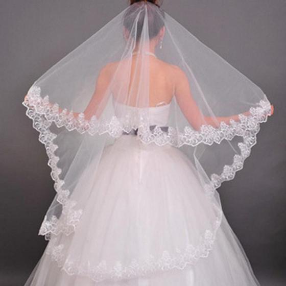 Imagem de Véu De Noiva Tule Bordado Casamento Longo 150 Cm Barato