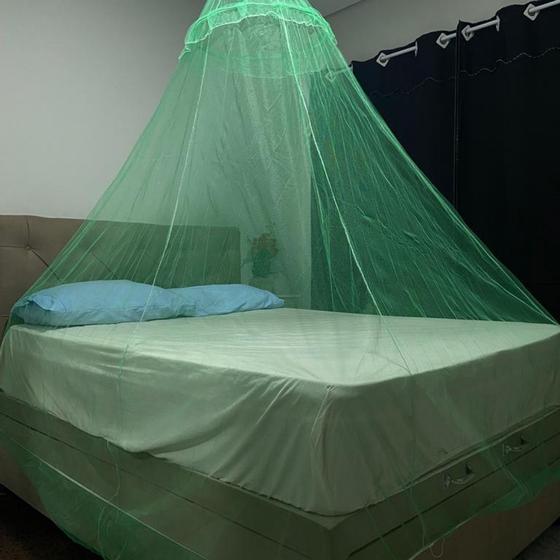 Imagem de Véu mosquiteiro para cama casal e solteiro renda filó verde