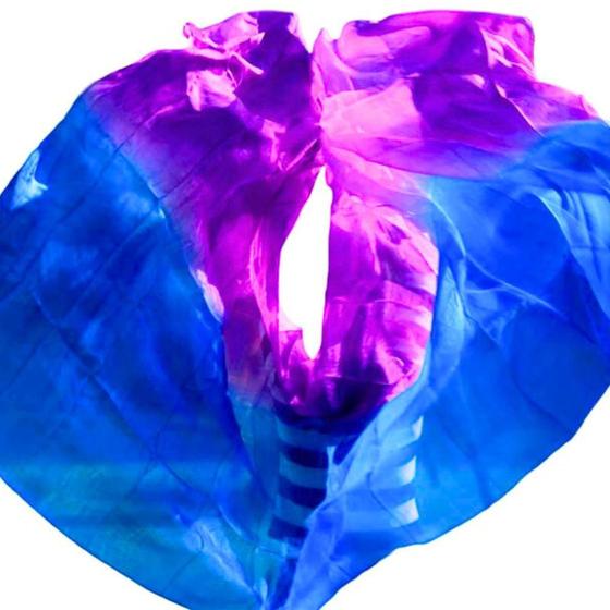 Imagem de Véu Seda Pura Colorido Dança do Ventre Azul e Roxo lindo caimento - VEU-SEDAA-7