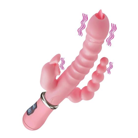 Imagem de Vibrador Clitóris Recarregável 3 em 1 Anal Vaginal Estimulador Massageador Triplo Ponto G 12 Vibrações