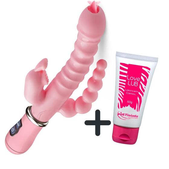 Imagem de Vibrador Clitóris Recarregável 3 em 1 Ponto G Estimulador Anal Vagina 12 modos de Vibração ZDB-04