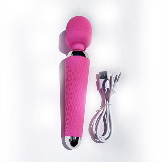 Vibrador Corporal Sexual Varinha Mágica Portátil Potente Bateria USB 6000 Rpm Rosa - Mima S2