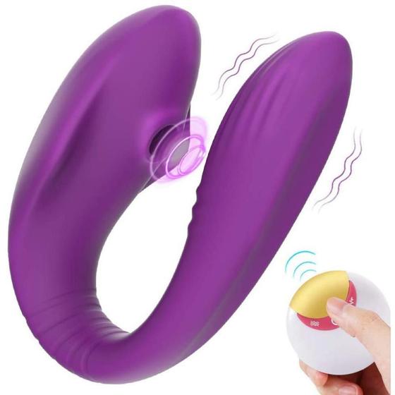Imagem de Vibrador de casal com estimulador clitoriano com controle remoto
