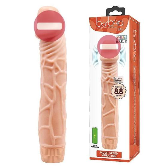 Imagem de Vibrador Dildo Prótese 22,5cm x 4,5cm Silicone Ponto G Texturizado Multivelocidade Baile Barbara