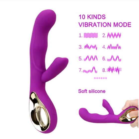 Imagem de Vibrador Feminino Rachel com Estimulador de Clitóris 10 Modos de Velocidade Rosa