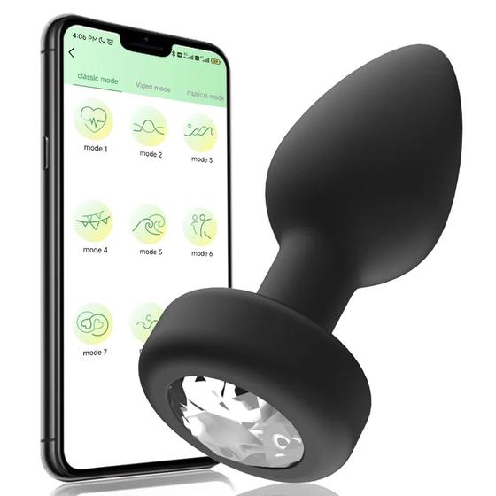 Imagem de Vibrador Plug Anal APP Aplicativo Bluetooth Controle no Celular 10 Modos de Vibração