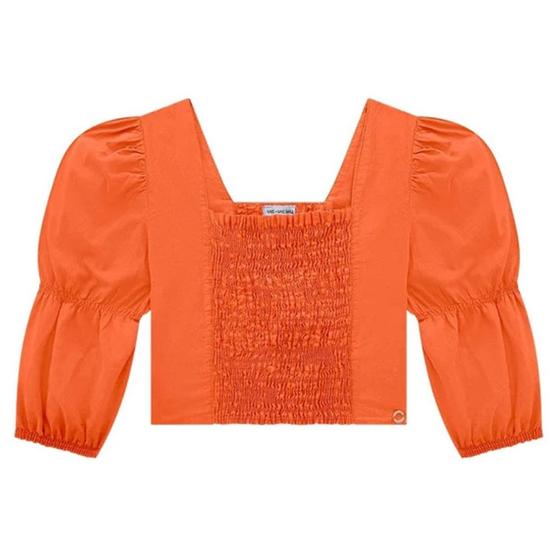 Imagem de Vic Vicky Blusa Cropped Tricoline Napoli Tinto Laranja