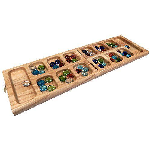 Imagem de Vicente Oak Wood Folding Mancala Jogo de Tabuleiro, 18 Inch Set