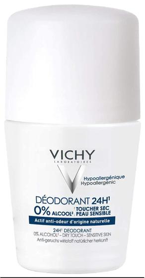 Imagem de Vichy 24 horas de desodorante de toque seco, sem alumínio com acabamento claro invisível sem resíduos, seguro para pele sensível, 1,69 onça (pacote de 1)