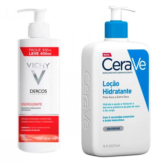 Imagem de Vichy Dercos e Cerave Kit  Shampoo + Loção de Hidratante