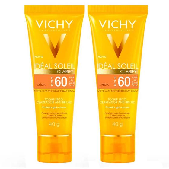 Imagem de Vichy Idéal Soleil Clarify Kit com 2 Unidades  Protetor Solar Facial com Cor FPS60 - Médio