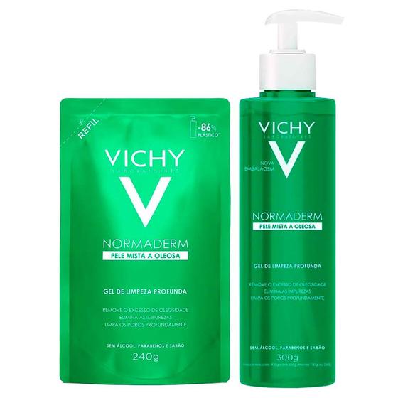 Imagem de Vichy Normaderm Kit  Gel de Limpeza Facial Profunda 300g + Refil 240g