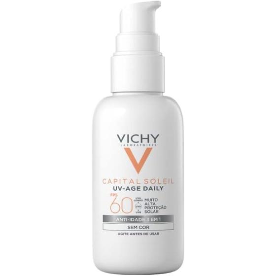 Imagem de Vichy Protetor Solar Facial UV Age Daily Toque Seco Sem Cor FPS60 40g