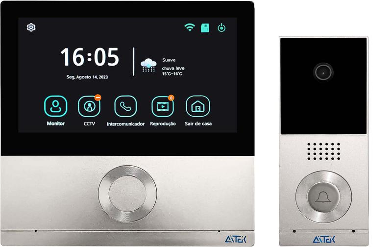 Imagem de Vídeo Porteiro Intercom Campainha Sem Fio Wifi App IOT Interfone Com Câmera e Monitor Função Telefone - Fala E Escuta