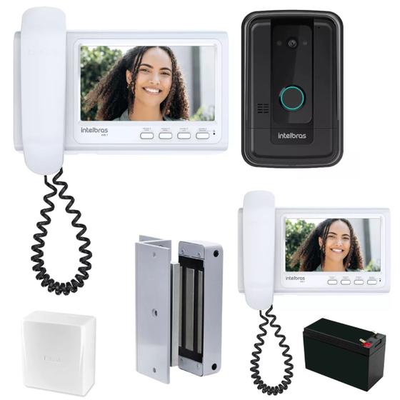 Imagem de Video Porteiro Interfone Campainha Com Fio Camera Intelbras 2 Telas e Fechadura Eletroima