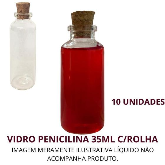 Imagem de Vidro Penicilina 35Ml C/Rolha - 10Unidades