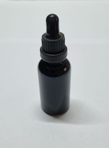 Imagem de Vidro Preto - 30ml (25 peças) - com tampa preta com lacre, bulbo preto e pipeta conta gota