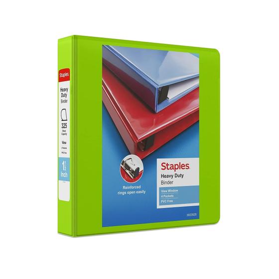 Imagem de View Binder Staples 82686 Heavy-Duty Chartreuse de 1,5 polegadas