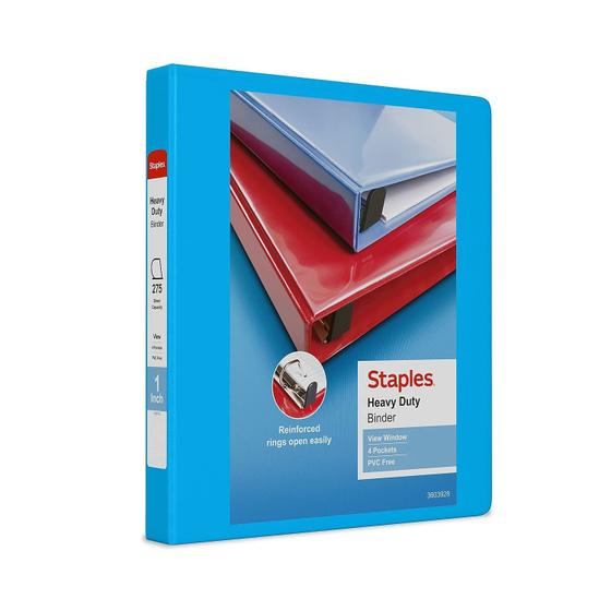 Imagem de View Binder Staples 976056 Anéis D de 1 polegada em azul claro