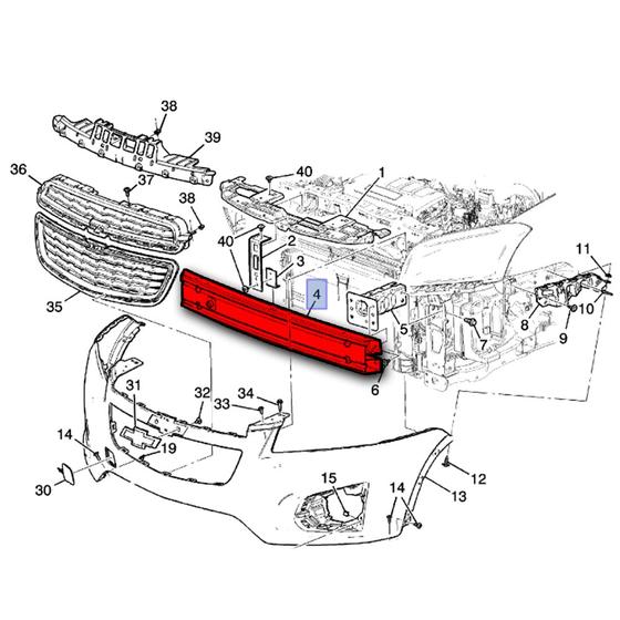 Imagem de Viga De Impacto Parachoque Dianteiro Pecas Genuinas Gm Cruze 2018 A 2022 39103778
