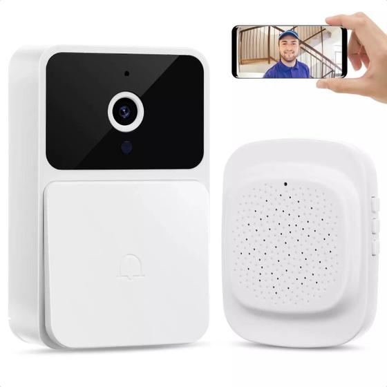Imagem de Vigilância Avançada: Campainha Interfone Inteligente com Câmera e Áudio Wi-Fi para Áreas Externas