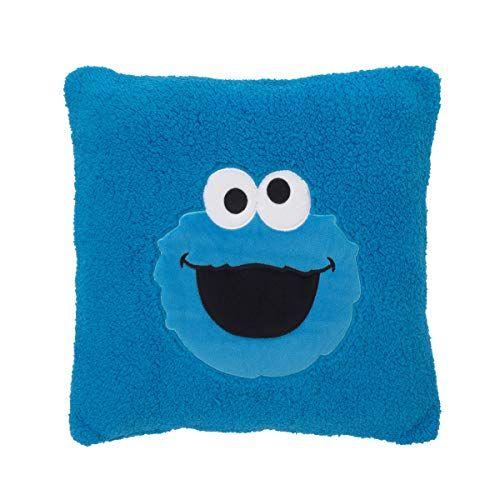 Imagem de Vila Sésamo Cookie Monster Blue Super Soft Sherpa Toddler Pillow com Applique, Azul / Branco / Preto