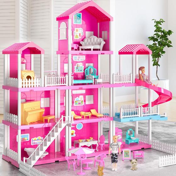 Imagem de Villa Toy TEMI Villa para meninas de 3 a 6 anos com 2 bonecos