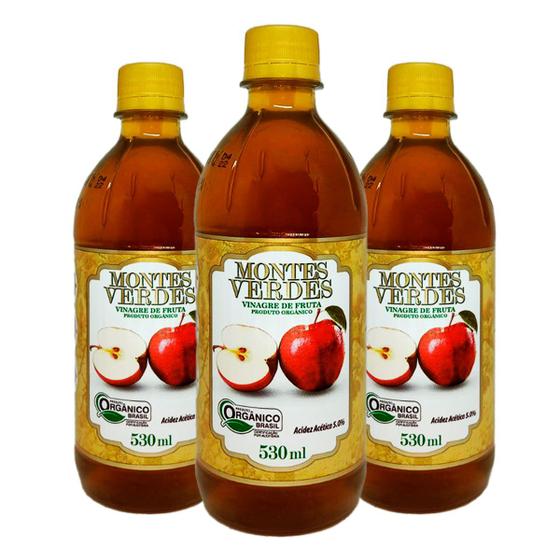 Vinagre de maçã Totalmente Orgânico Kit 3und. - Sem Açúcar - Montes Verdes - 530ml Menor preço em Vinagre de maçã Totalmente Orgânico Kit 3und. - Sem Açúcar - Montes Verdes - 530ml