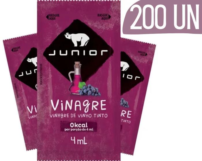 Imagem de Vinagre Em Sachê Junior Vinho Tinto 4Ml - 200 Unidades