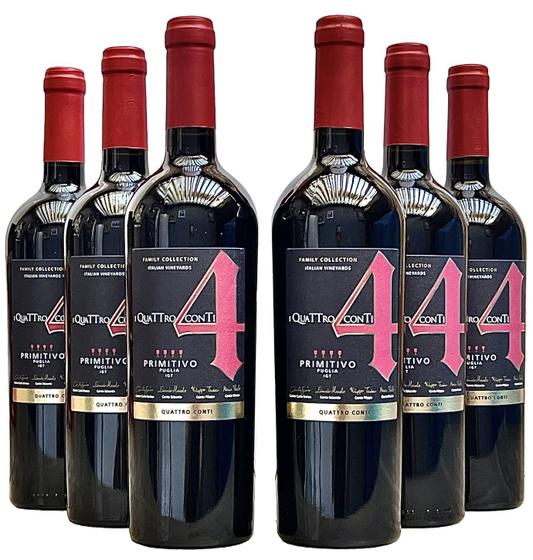 Imagem de Vinho 4 Conti Primitivo Puglia  Kit com 6 Garrafas  Oferta