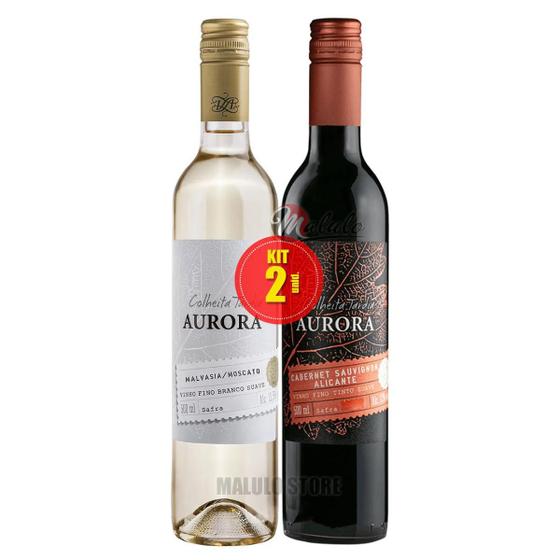 Imagem de Vinho Aurora Colheita Tardia Kit Branco E Tinto 500Ml