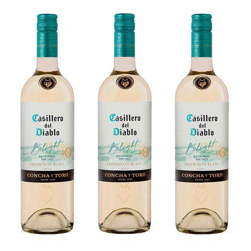 Vinho Branco Meio Seco Casillero del Diablo Belight Sauvignon Blanc Garrafa 750ml com 3 unidades