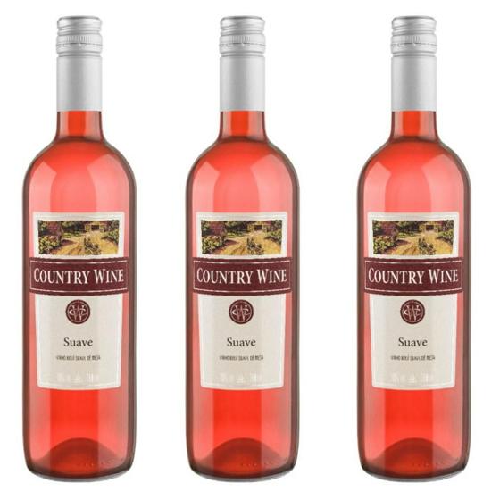 Vinho Country Wine Rosé Suave/Doce 750Ml Kit Com 3 Unidade Vinícola