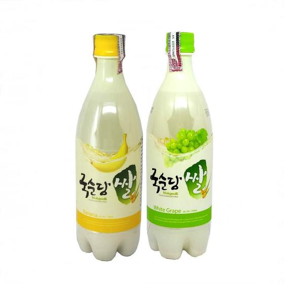 Imagem de Vinho de Arroz Coreano Makgeolli 750ml (Kit Pêssego + Uva )