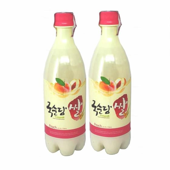 Imagem de Vinho de Arroz Coreano Makgeolli Pêssego 750ml (Kit com 2)