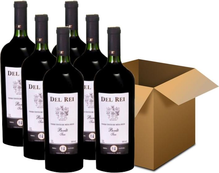Imagem de Vinho Del Rei Tinto Seco Bordô - Kit 6 Garrafas de 1 Litro