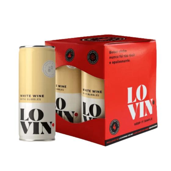 Imagem de Vinho Lata Lovin White Wine With Bubbles 269ml Pack c/ 4un