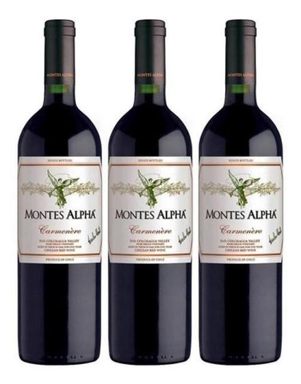 Imagem de Vinho Montes Alpha Carmenere 750Ml Kit Com 03 Unidades