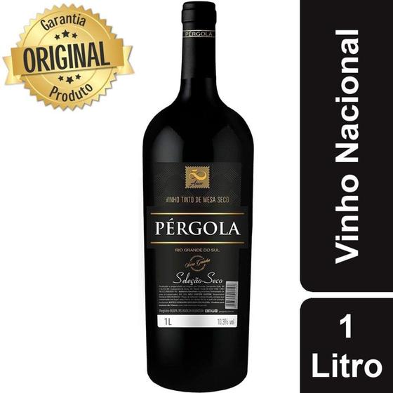 Vinho Nacional Tinto Seco Garrafa 1 Litro - Pérgola Menor preço em Vinho Nacional Tinto Seco Garrafa 1 Litro - Pérgola