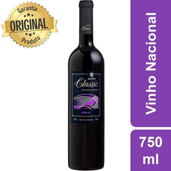 Imagem de Vinho Nacional Tinto Seco Merlot Classic Trivarietal Garrafa 750ml - Salton
