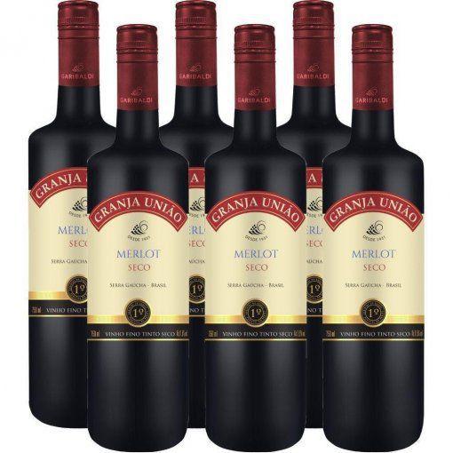 Imagem de Vinho Seco Tinto Merlot  Fino Granja União Caixa 6 und x 750 ml