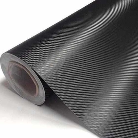 Imagem de Vinil Adesivo Envelopamento Fibra Carbono 3D Preto 1M X 10Cm