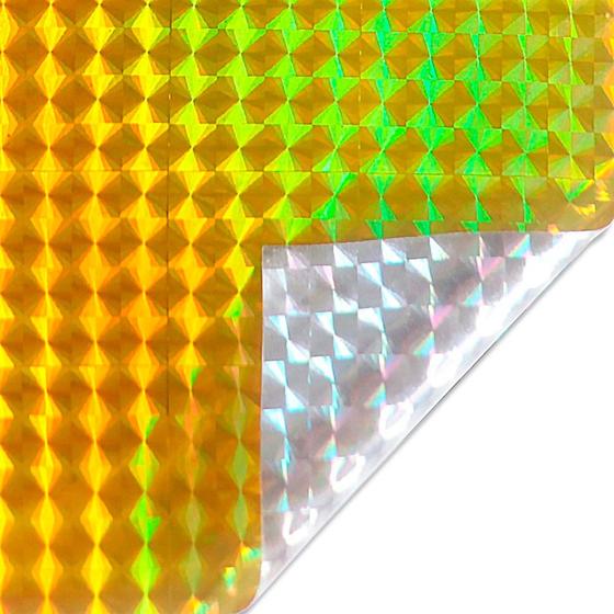 Imagem de Vinil Adesivo Holográfico Triângulo 30 cm x 50 cm - Amarelo - 1 unidade - Rizzo