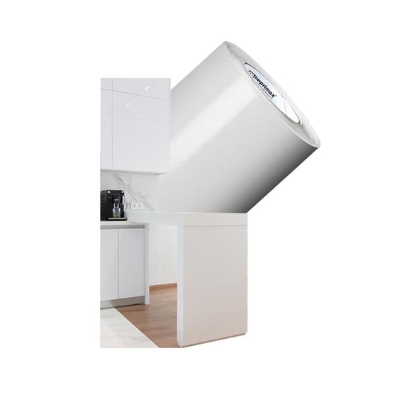 Imagem de Vinil adesivo lavavél cozinha 3Mx50cm branco Adherent Contact