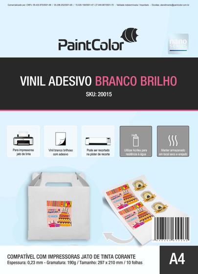 Imagem de Vinil Adesivo para Jato de Tinta Branco Glossy A4 10 Folhas