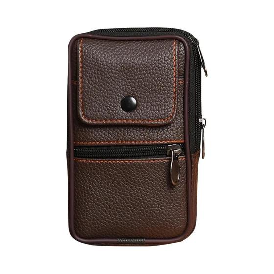 Imagem de Vintage Masculino Couro Crossbody Bolsa De Ombro Cintura Fanny Pacote Casual Viagem Mensageiro Bolsa