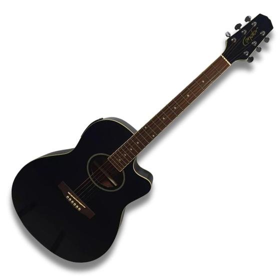 Imagem de Violão Aço Elétrico Condor Preto Brilhante Eq Artec CS85BK