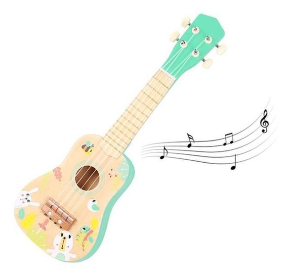 Imagem de Violão De Madeira Brinquedo Infantil Musica Instrumento Inicialização Musical Menino Menina 3 Anos