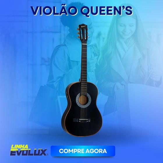 Imagem de Violão Elétrico Queen's Preto Equipado com Equalizador Este Instrumento Irá Transformar Suas Performances